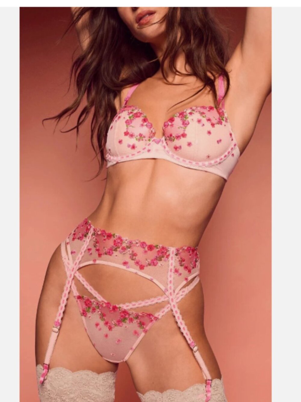 Victoria's Secret Dream Angels Hearts & Roses Embroidery Garter Belt M/L XL/XXL - Picture 3 of 10